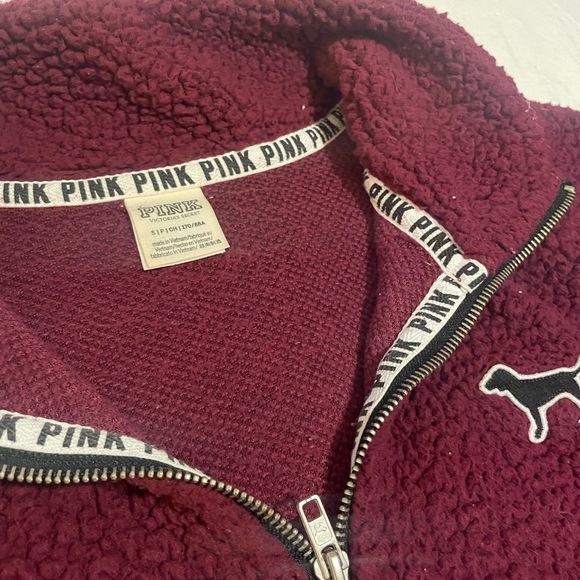 PINK Victoria's Secret Burgundy Sherpa Jacket - Picture 2 of 5